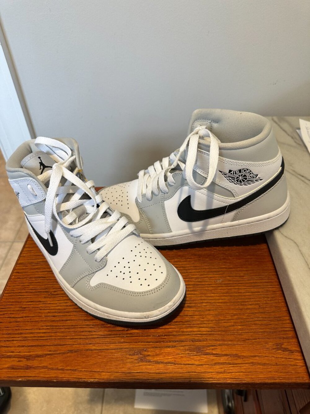 Women's Nike Air Jordan High Top Sneakers White Black Grey